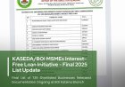 KASEDA/BOI 2025 Final List of MSME Beneficiaries for Interest-Free Loan Initiative